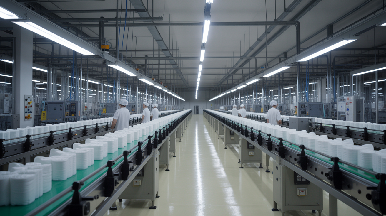 Fábrica da BERTA em Vila Maria, RS - linha de produção moderna de fraldas geriátricas